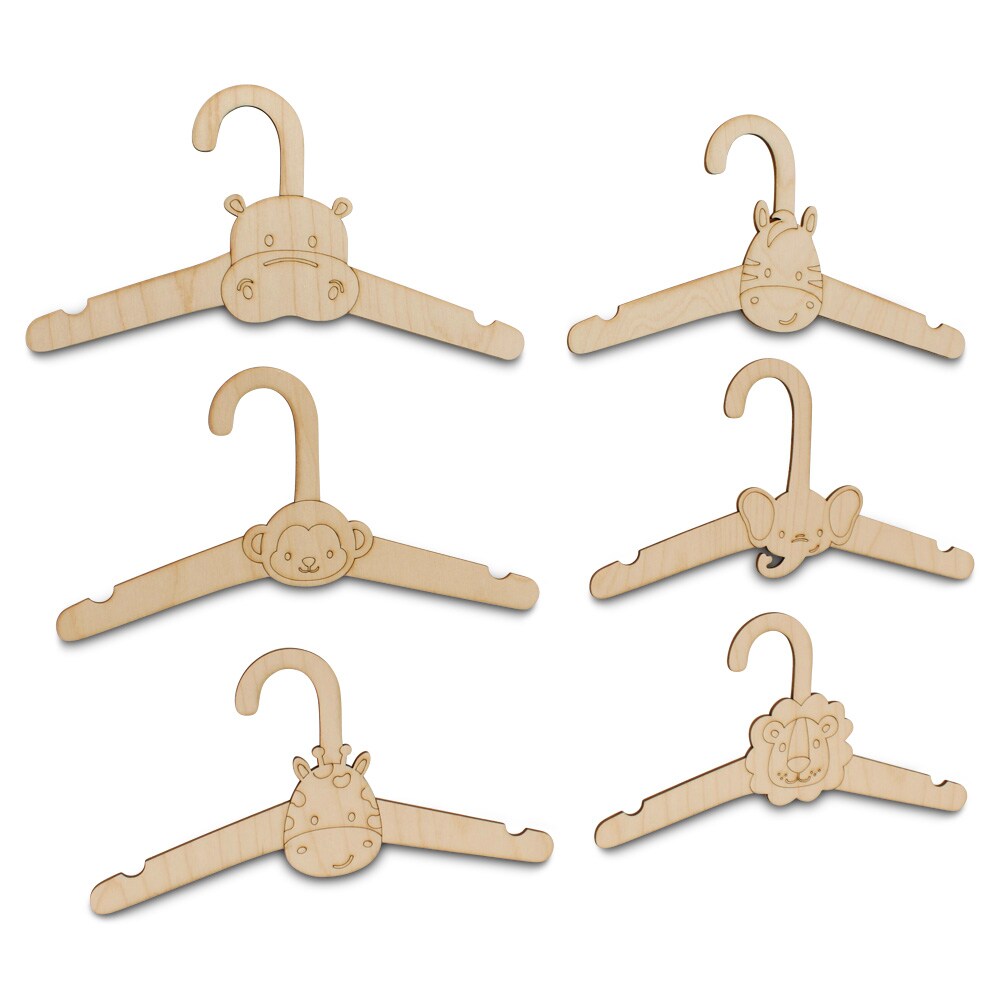 DIY Wooden Baby Hangers for Closet, Set of 6, Safari Nursery |Woodpeckers