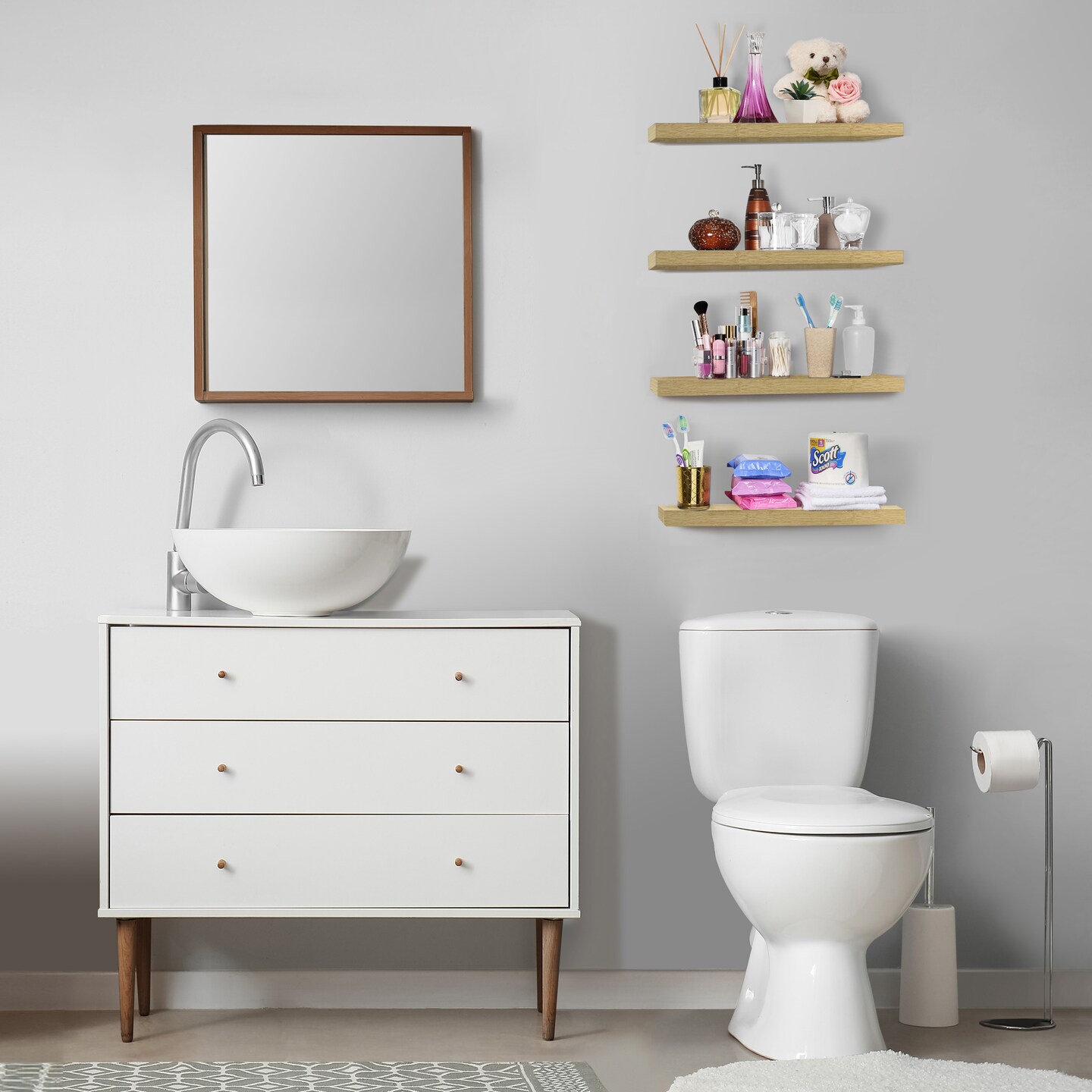 Sorbus 4 Pack Floating Shelves, Wall Shelves Home Decor, Farmhouse Style, 24 x 9 Inch Wall Mounted Floating Shelves