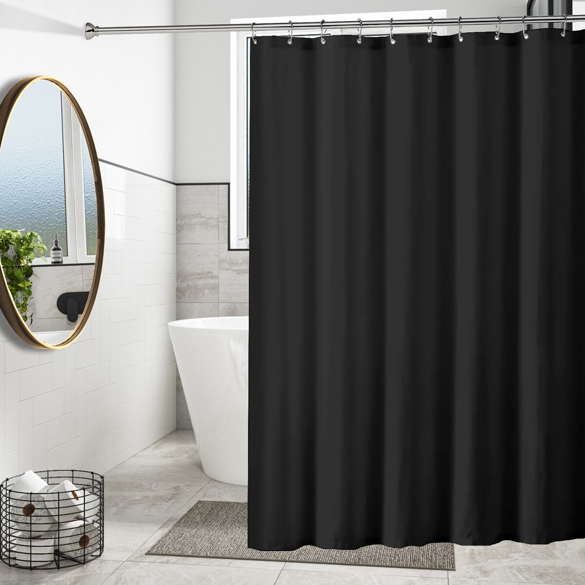 Waterproof Shower Liner 1-Pack Odorless Durable With Rust-Proof Metal Grommets