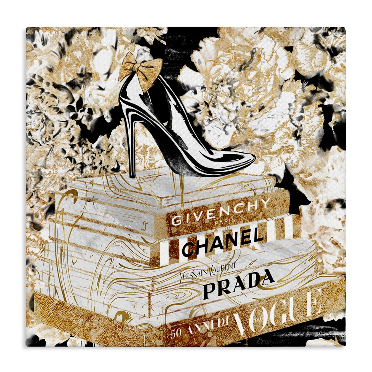 Stupell Industries Designer Fashion Heels &#x26; Books Canvas Wall Art