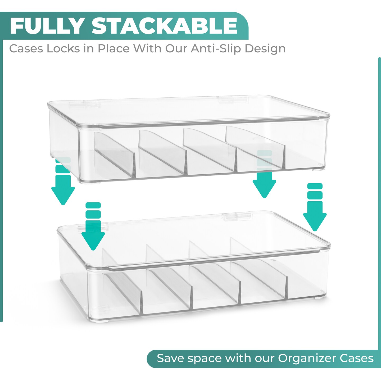 Sorbus Sunglasses Organizer - 2 Pack Plastic Stackable Eyeglass Storage and Display Case for Multiple Glasses with Lid, Stores 10