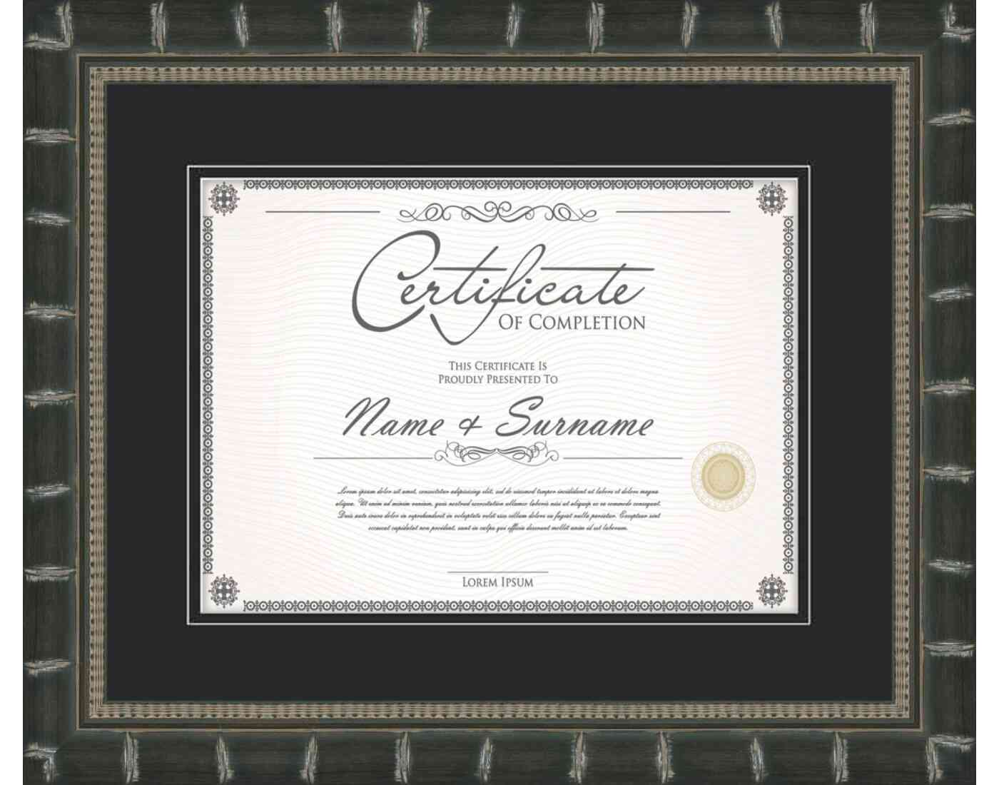Black Diploma Frame for Certificate, Acid-Free Black Mat, UV Acrylic, Backing, and Hanging Hardware, 8 Sizes Available
