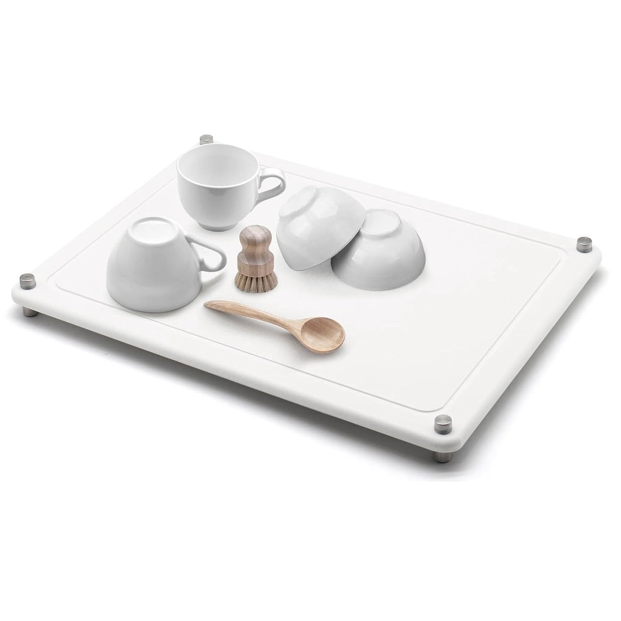 Stone Dish Drying Mats Home Dish Quick Drying Stone Pad Diatomaceous Earth Draining Mat With Anti-Slip Stainless Steel