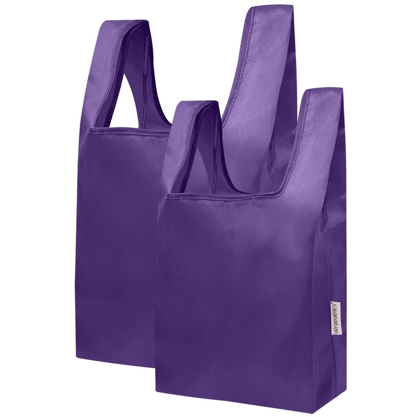 Wrapables JoliBag Nylon Reusable Grocery Bag, 2 Pack, Purple