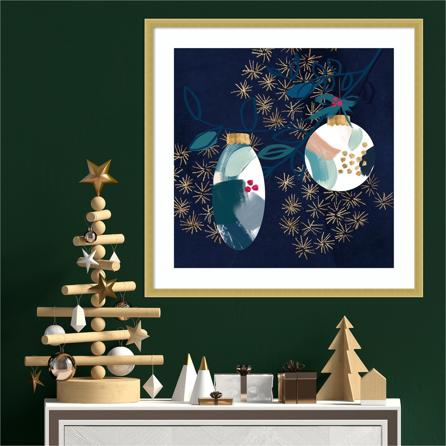 Crafty Blue Christmas I by Jennifer Paxton Parker Wood Framed Wall Art Print
