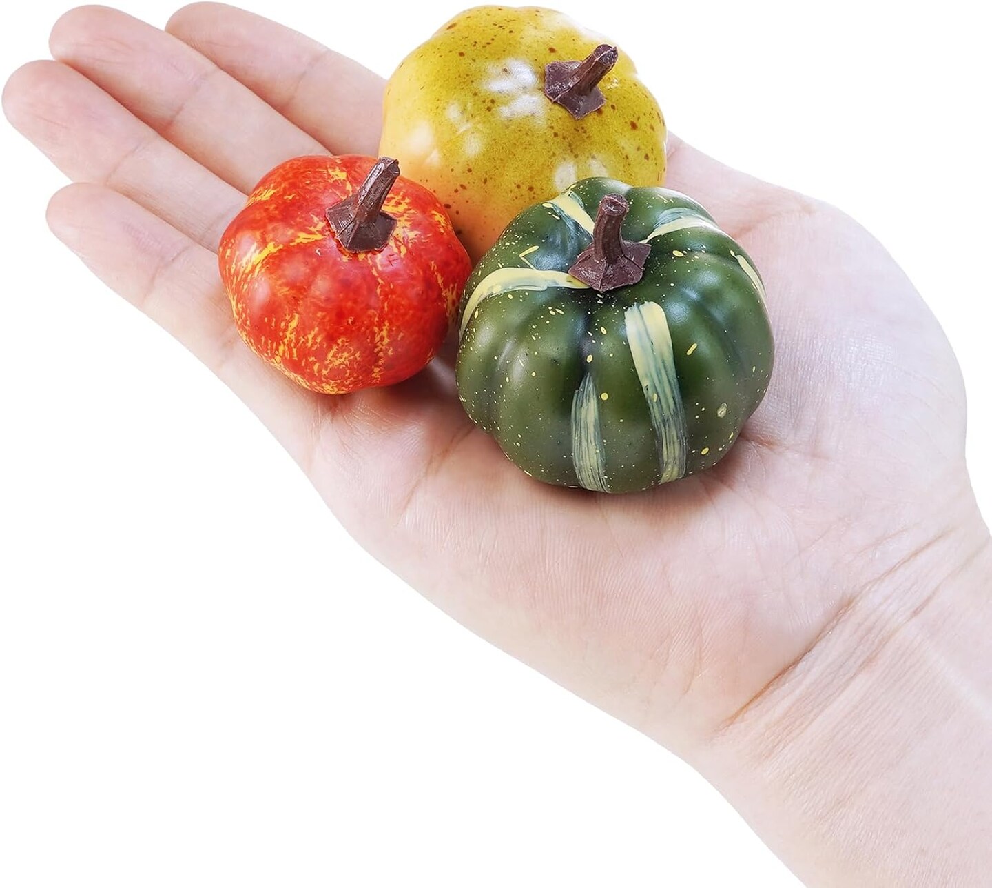 56 Pieces Assorted Mini Artificial Pumpkins Fall Harvest Pumpkins Foam Pumpkins Decorative Faux Pumpkins for Fall Weddings, Halloween, Autumn, Thanksgiving, Kitchen Table Bowl Filler D&#xE9;cor