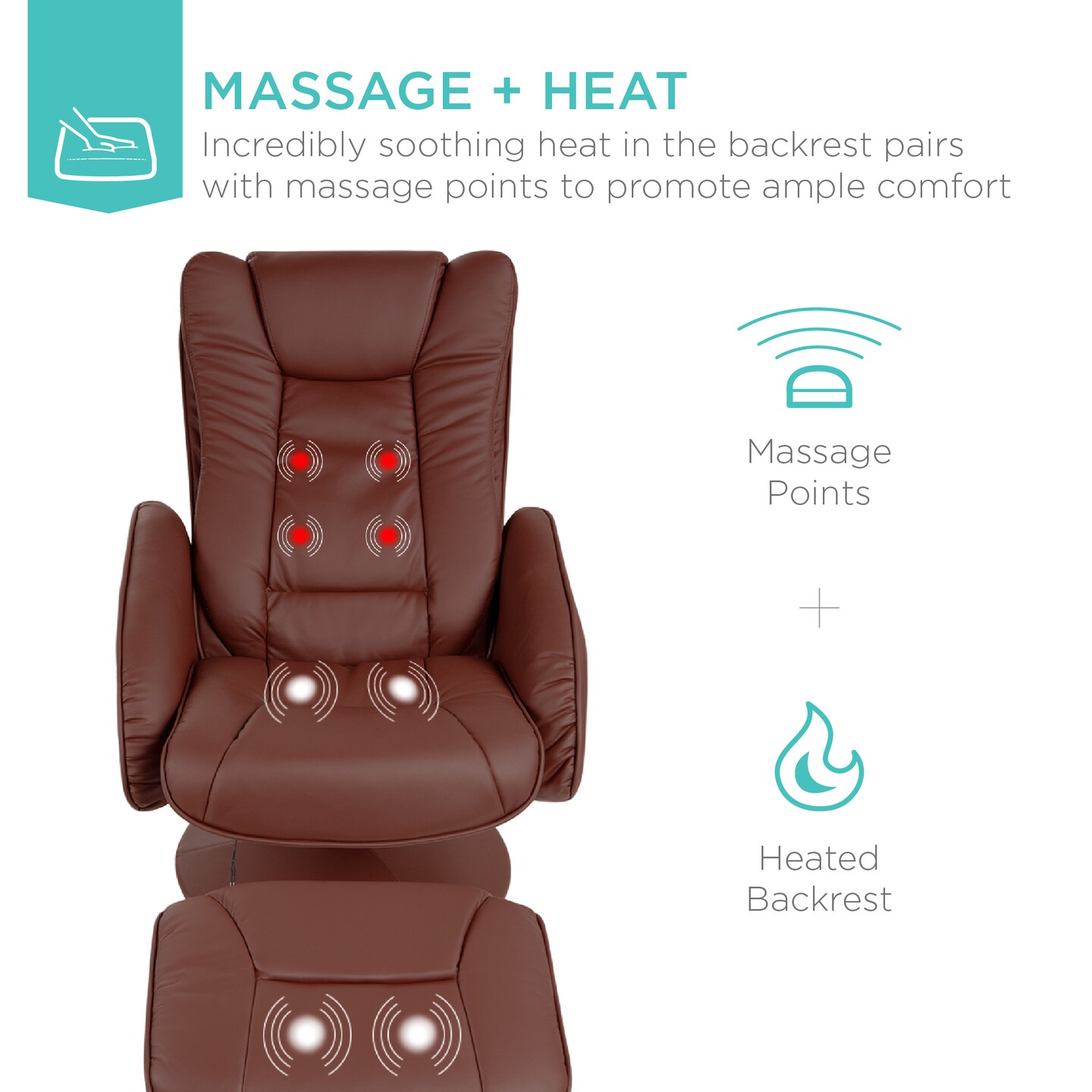 Best Choice Products Faux Leather Electric Massage Recliner Chair w/ Stool Ottoman, Remote Control, 5 Modes