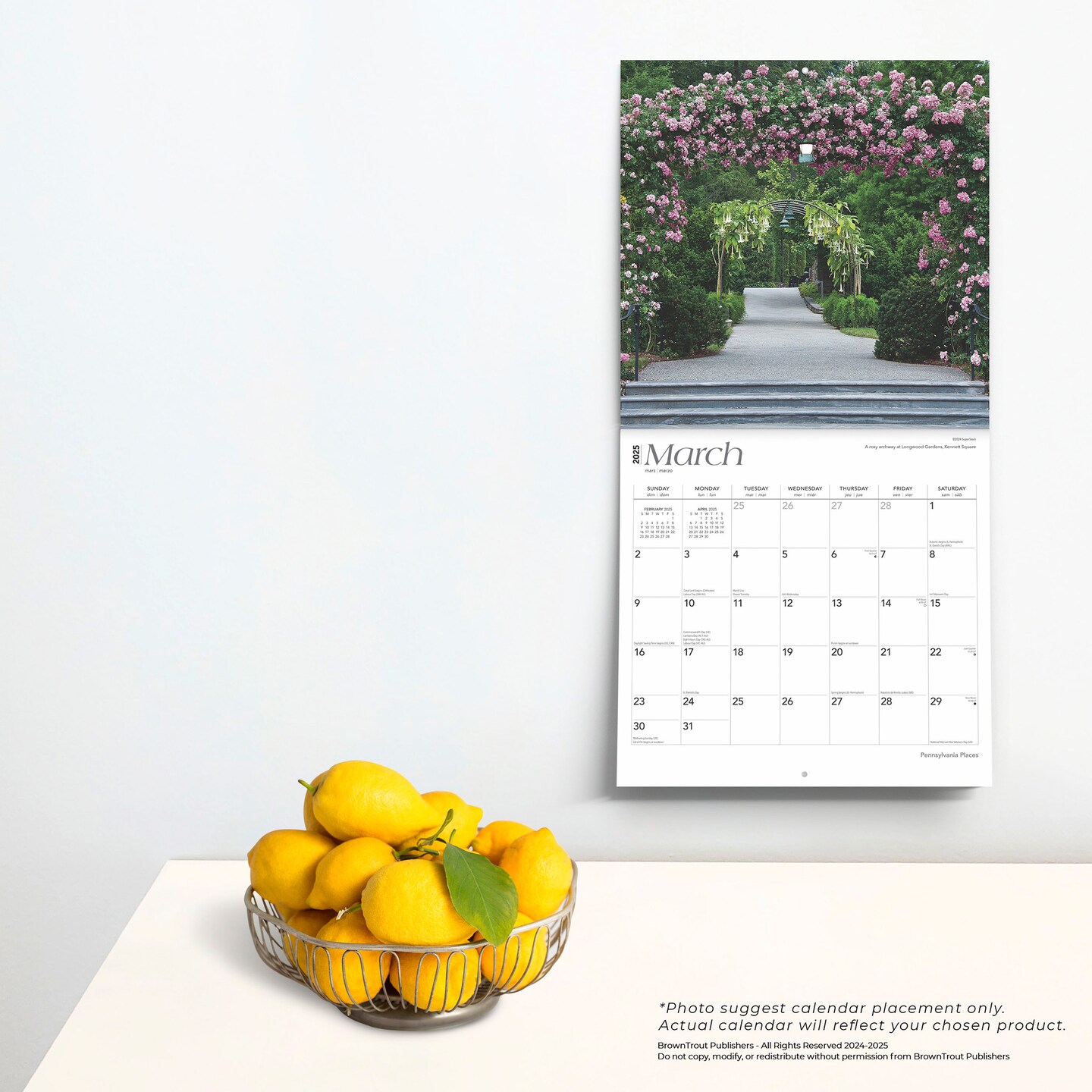 Pennsylvania Places | 2025 12 x 24 Inch Monthly Square Wall Calendar | Plastic-Free | BrownTrout | USA United States of America Northeast State Nature