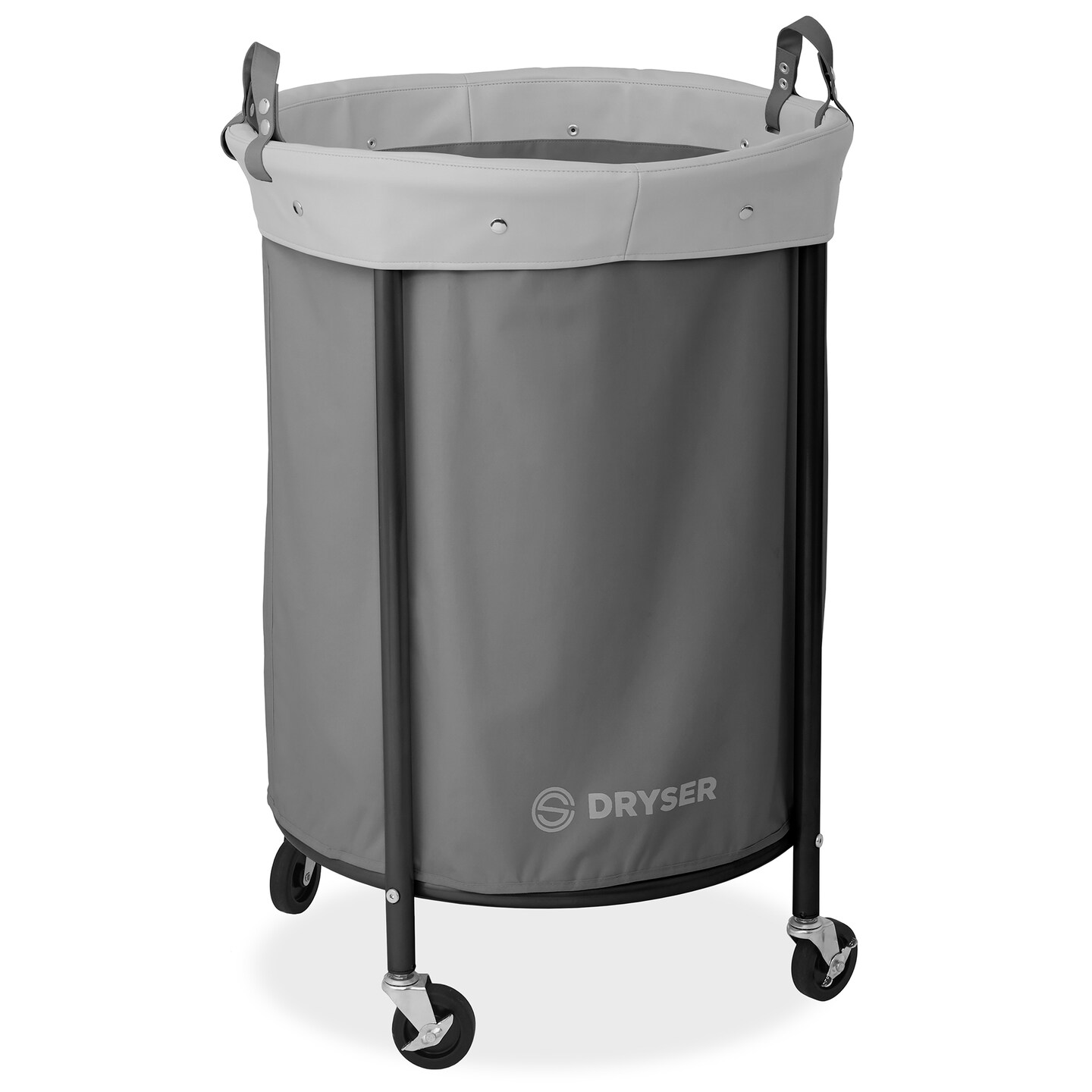 Dryser Laundry Basket with Wheels, 65 Gal. Round Rolling Laundry Hamper with Steel Cart, 4 Casters and 2 Brakes, Removable Liner