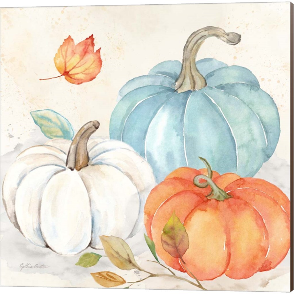Pumpkin Patch by Cynthia Coulter 14" x 14" Canvas Wall Art (Set of 2)
