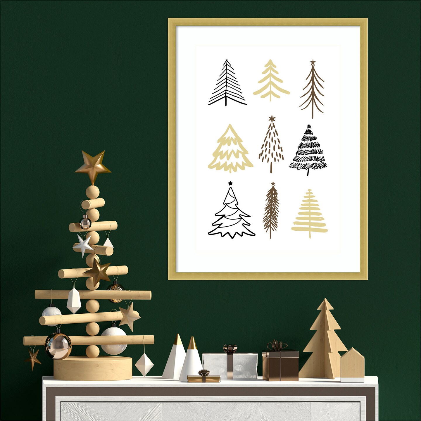 Christmas Trees 2 by Kristina N. Wood Framed Wall Art Print