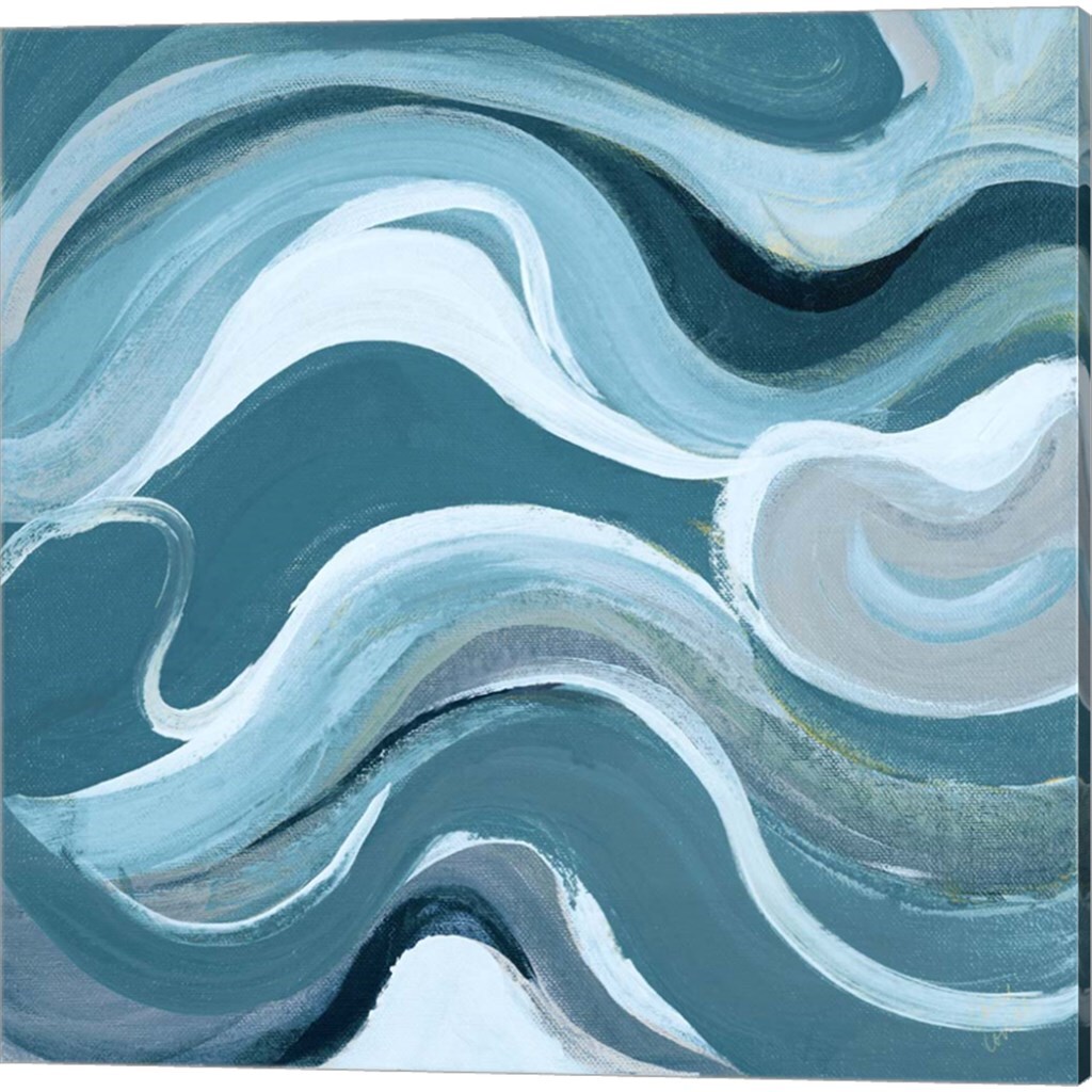Curvilinear Blue by Lanie Loreth 14&#x22; x 14&#x22; Canvas Wall Art (Set of 2)
