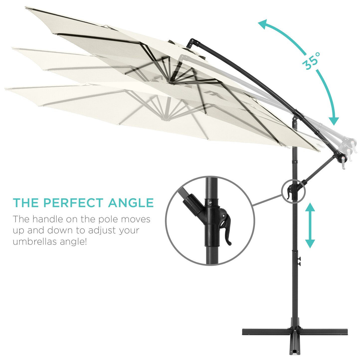 Best Choice Products 10ft Offset Hanging Outdoor Market Patio Umbrella w/ Easy Tilt Adjustment