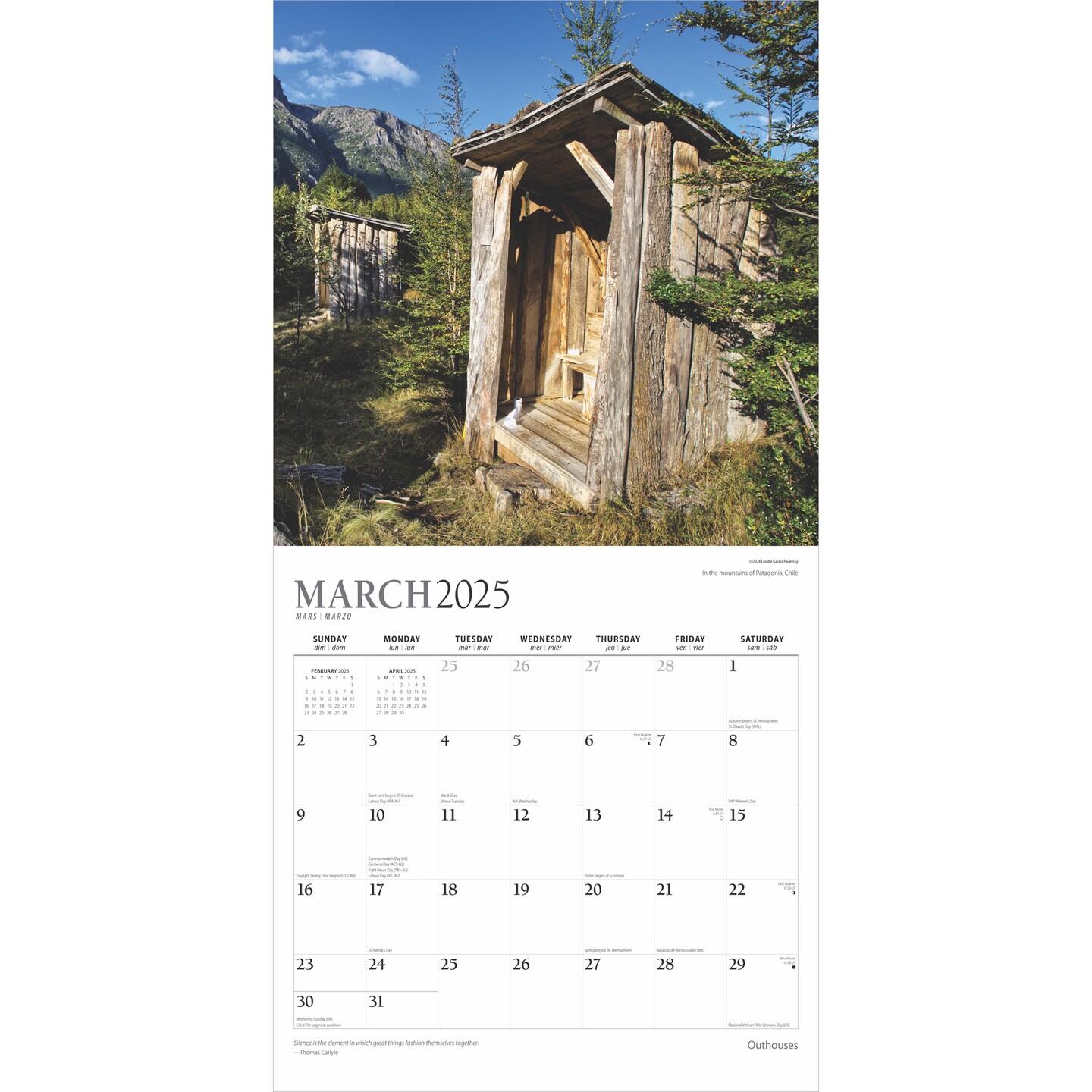 Outhouses | 2025 12 x 24 Inch Monthly Square Wall Calendar | Foil Stamped Cover | Plato | Toilette Latrine Bog Humor