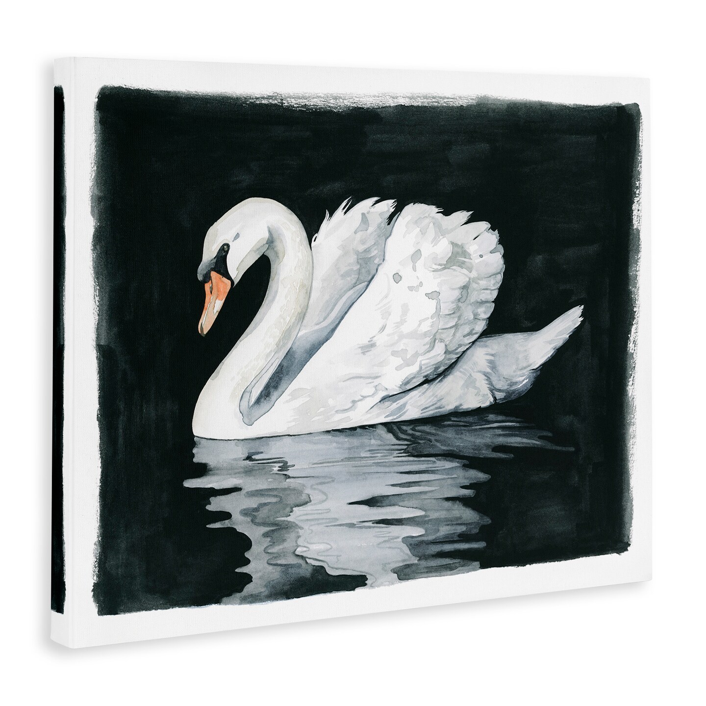 Stupell Industries Beautiful Swan Black Reflection Canvas Wall Art