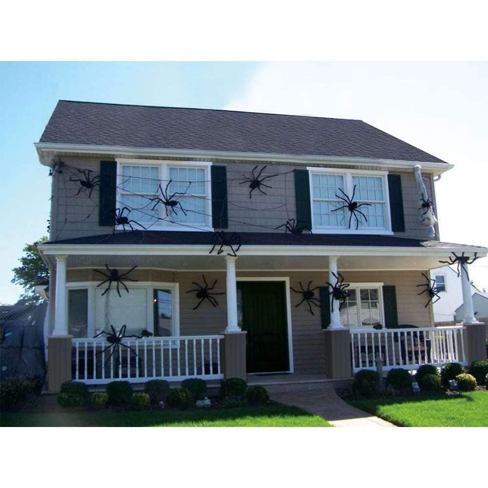 4.9 Ft Black Soft Hairy Scary Spider for Halloween Outdoor Yard &#x26; Indoor Decoration