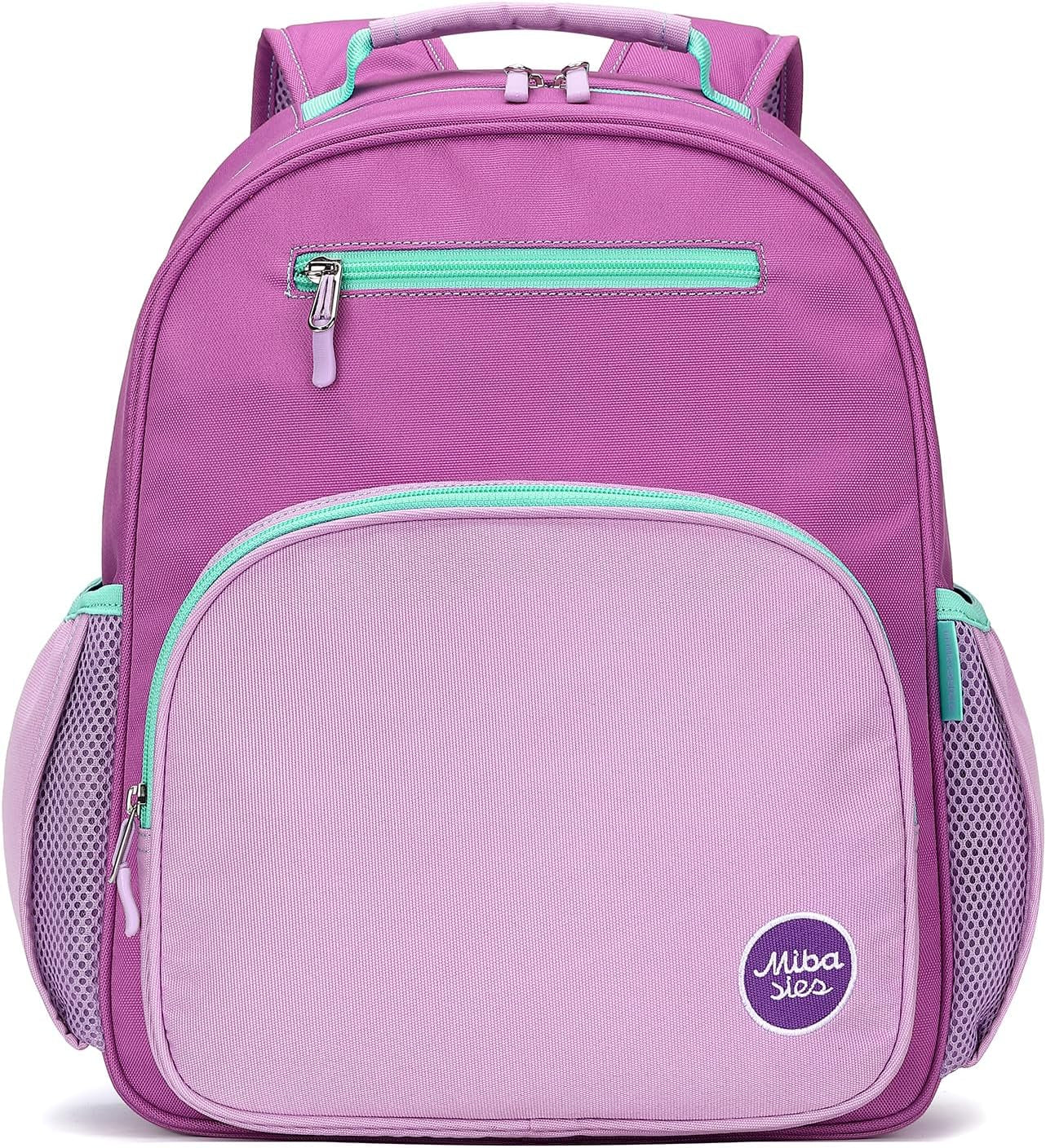 Girls Backpack for Elementary School, Backpack for Girls 5-8, Lightweight Kids Backpacks for Girls(Darkpurple Pink)