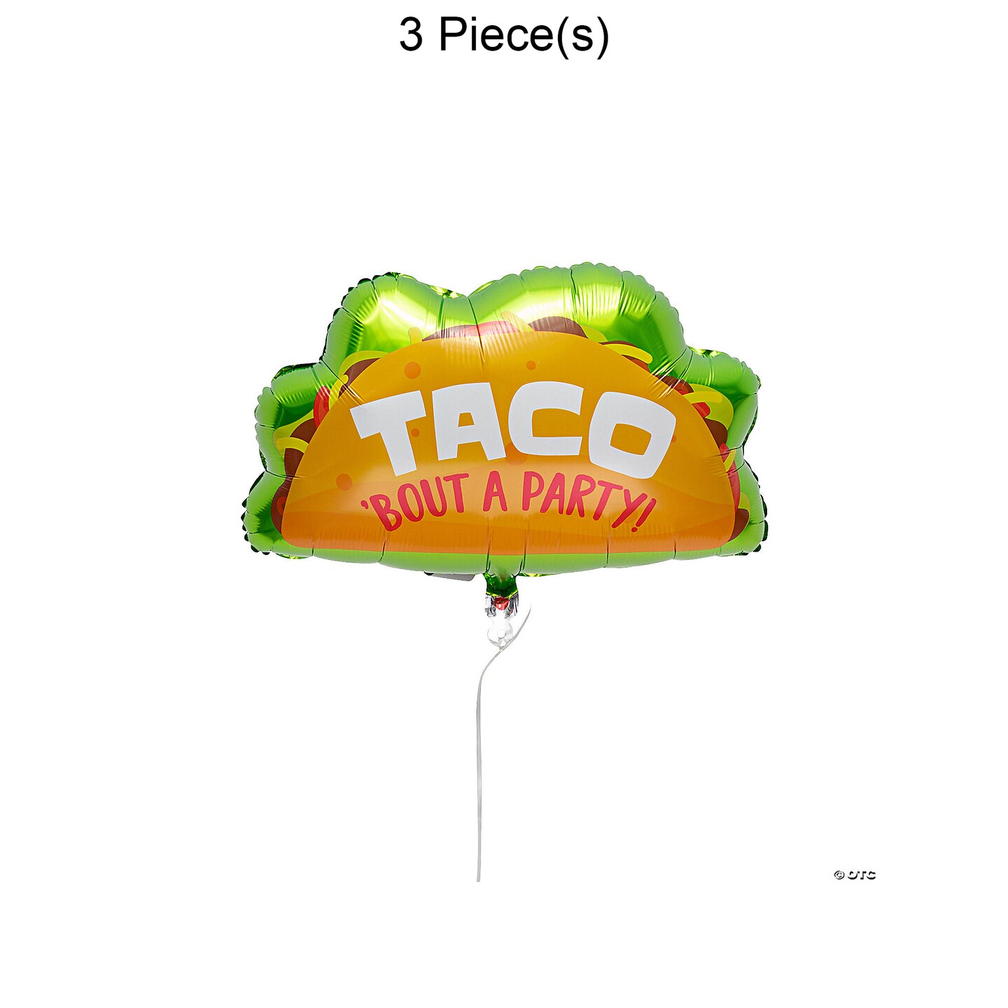 Taco 18&#x22; Mylar Balloons 3 Pc.