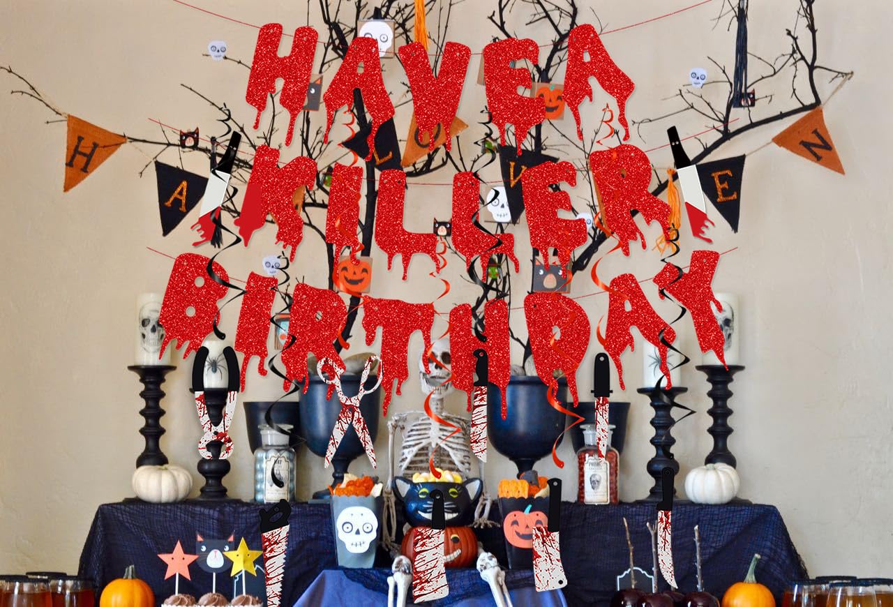 Halloween Horror Birthday Party Decorations, Halloween Bloody Horror Movie Birthday Party Decorations, Halloween Zombie Vampire Party Decorations