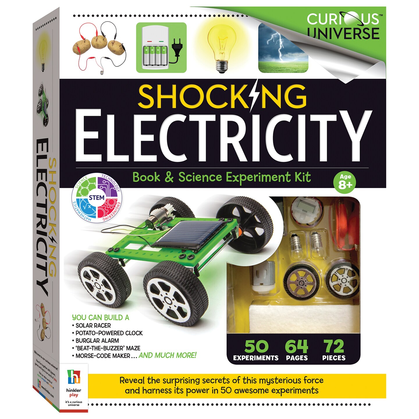 Curious Universe - Shocking Electricity Science Kit - 50 Science Experiments with 70 Piece Kit - DIY Science for Kids - Create Gadgets - Build a Solar Car - STEM Skills for Kids Aged 8 to 12