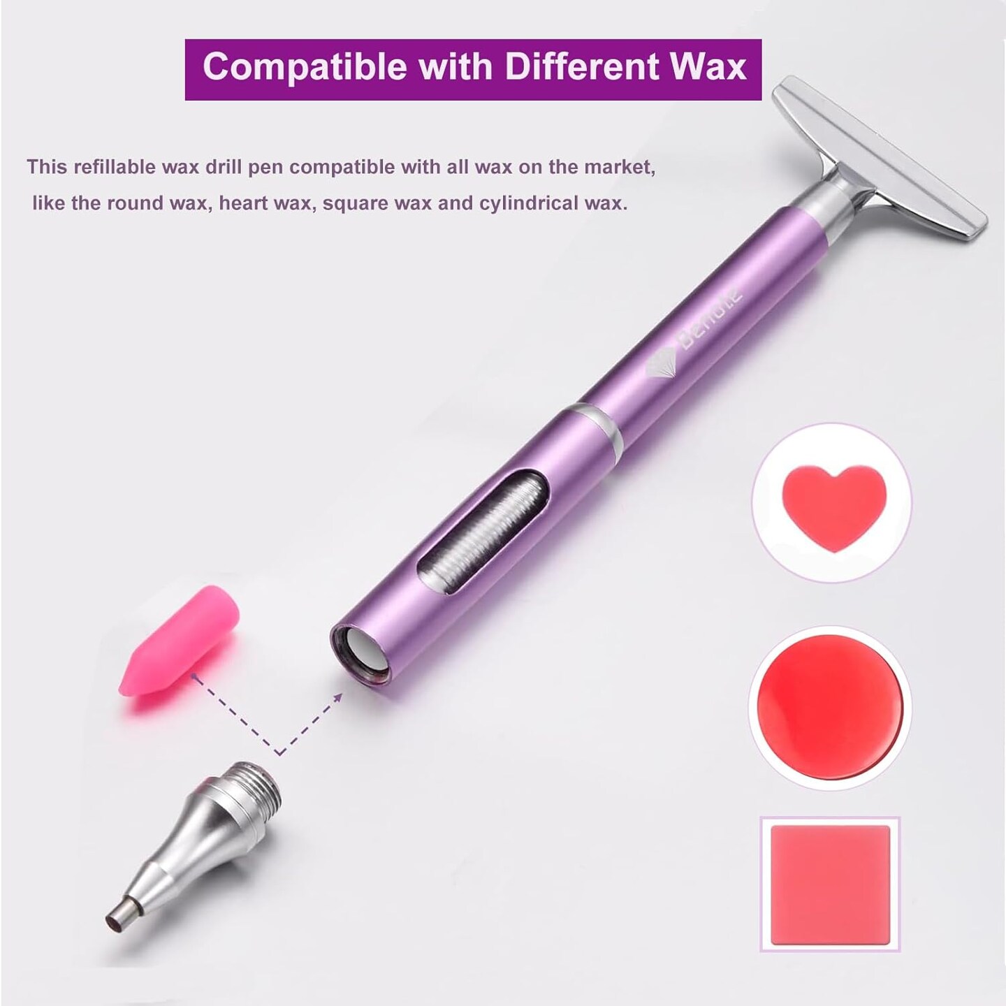 Diamond Art Painting Pen Refillable Wax &#x26; Diamond Paint Accessories Refillable Wax Pen Self-Stick Drill Pens with Metal Correction Plate for Art DIY Craft (B18)