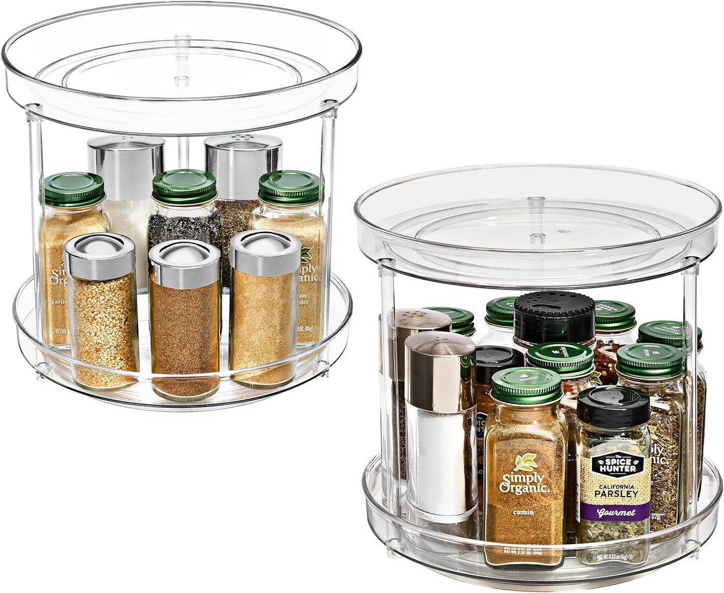 Sorbus 9 Inch 2 Tier Clear Lazy Susan Organizer for Refrigerator Organizing | Rotating Lazy Susan Turntable (2 Pack)