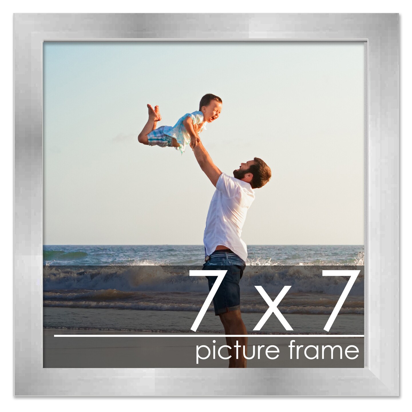 7x7 Solid Wood Picture Frame with UV-Resistant Acrylic & Acid-Free Backing, Available in 6 Finishes: Matte Black, Matte White, Metallic Bronze, Silver, Natural Wood Grain & Mahogany