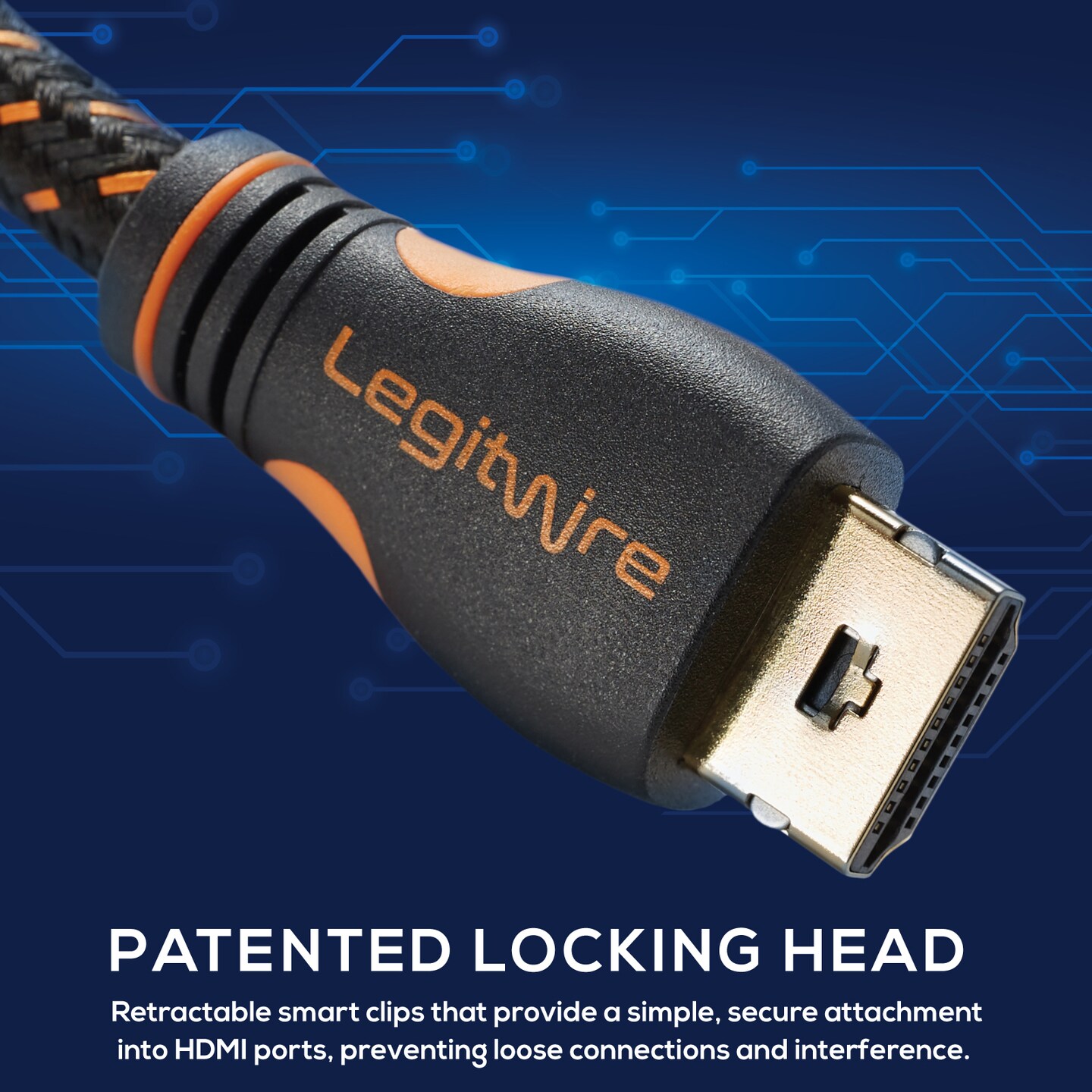 LegitWire 10 ft 4K High Speed HDMI Cables - 18Gbps HDMI 2.0 (4K @ 60hz HDR UHD 4:4:4 Chroma) - Ethernet - Locking Head - Deep Color Ultra HD with ARC, 3D, HDCP 2.2, 28AWG, Gold Plated