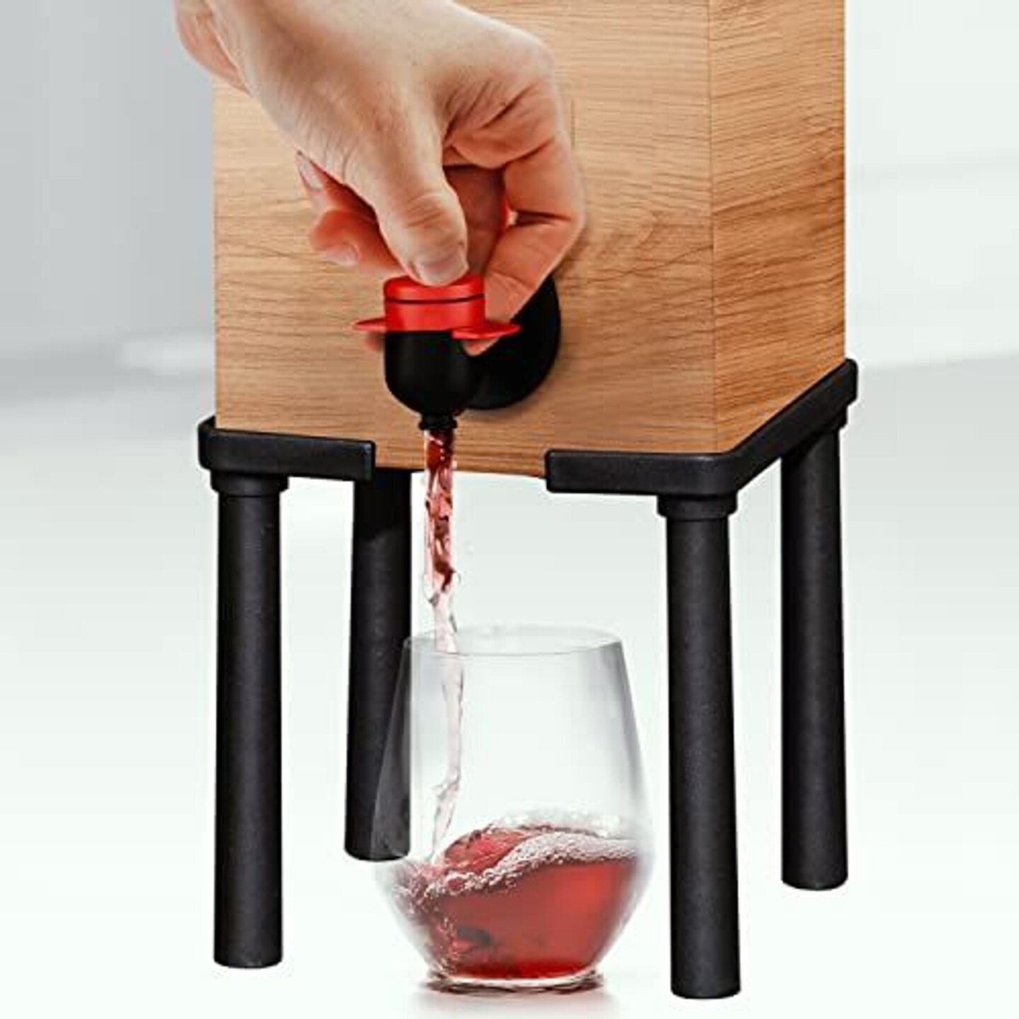 Impresa Wine Box Stand Drink Dispenser for One-Hand Pouring, Fits 3L Boxed Wine, Display and Serve Drinks, Box Wine Dispenser for Stemless Glasses, Easy to Assemble Wine Box Holder, 5.5 In