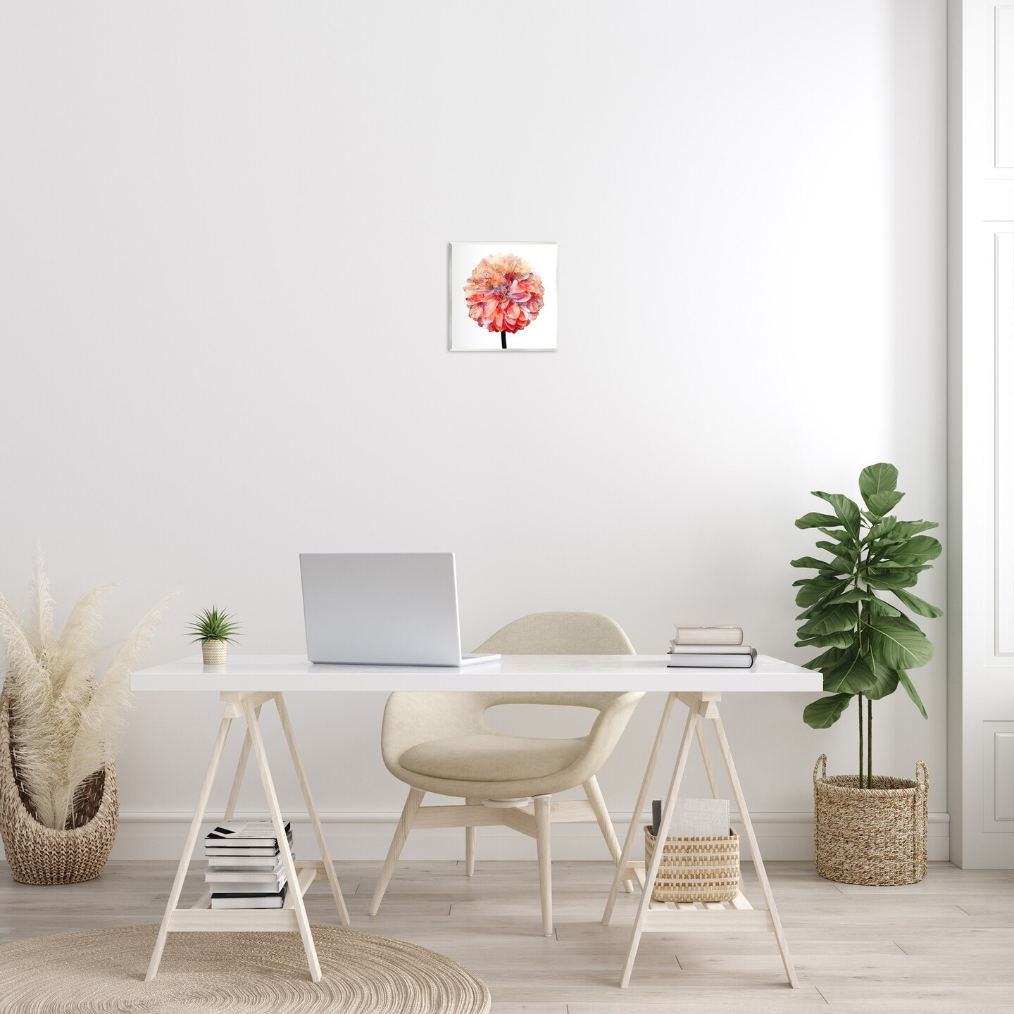 Stupell Industries Bright Coral Watercolor Bloom Wall Plaque Art