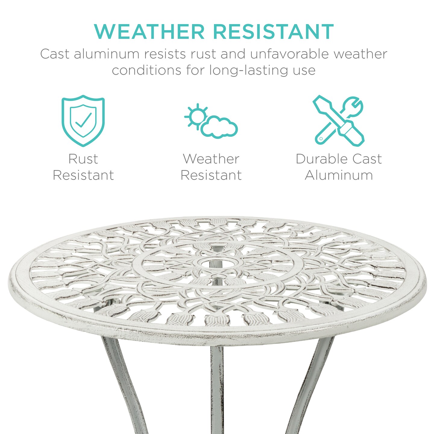 Best Choice Products 3-Piece Cast Aluminum Patio Bistro Furniture Set w/ Antique Finish