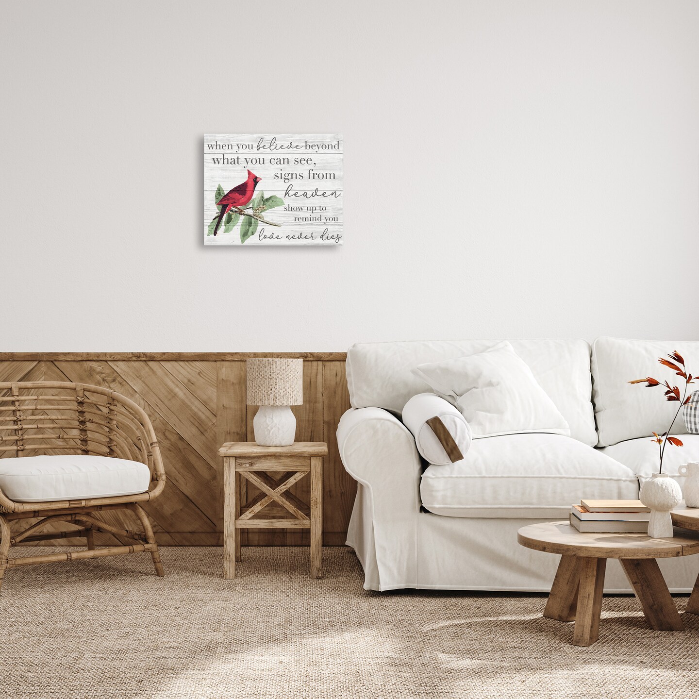 Stupell Industries Love Never Dies Inspirational Cardinal Canvas Wall Art