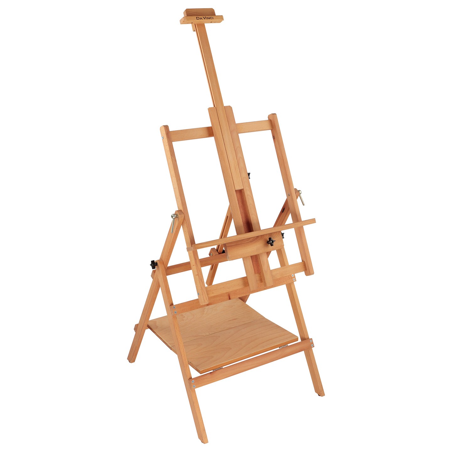 Da Vinci Multimedia Multi-Angle Convertible Artist Easel - Adjustable Center Mast, Hand-Crafted Deluxe Elm Wood, Adjustable Vertical to Flat Drawing Angle, Large Easel for Painting Canvases up to 45in