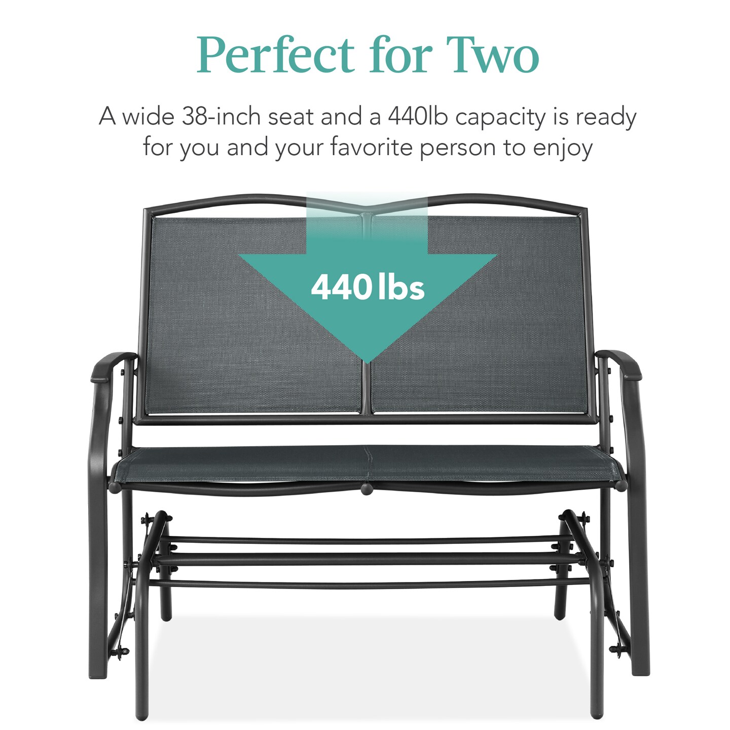 Best Choice Products 2-Person Outdoor Swing Glider, Steel Patio Loveseat, Bench Rocker w/ Armrests