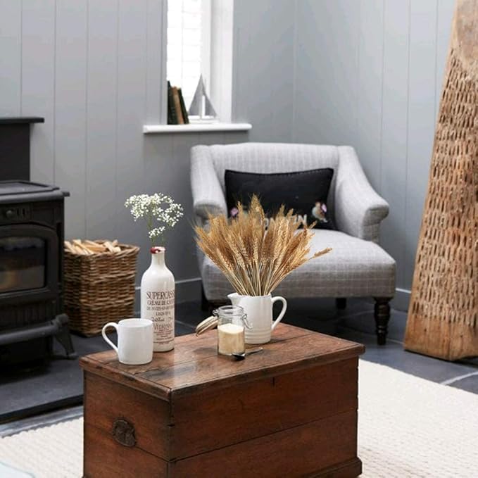 100 Pieces of Dried Wheat Sheaves Bundle Golden Natural Wheat Bouquet Bunch Dried Flowers Arrangement for Fall Farmhouse DIY Design Home Table Wedding Party Centerpieces Decor (16")