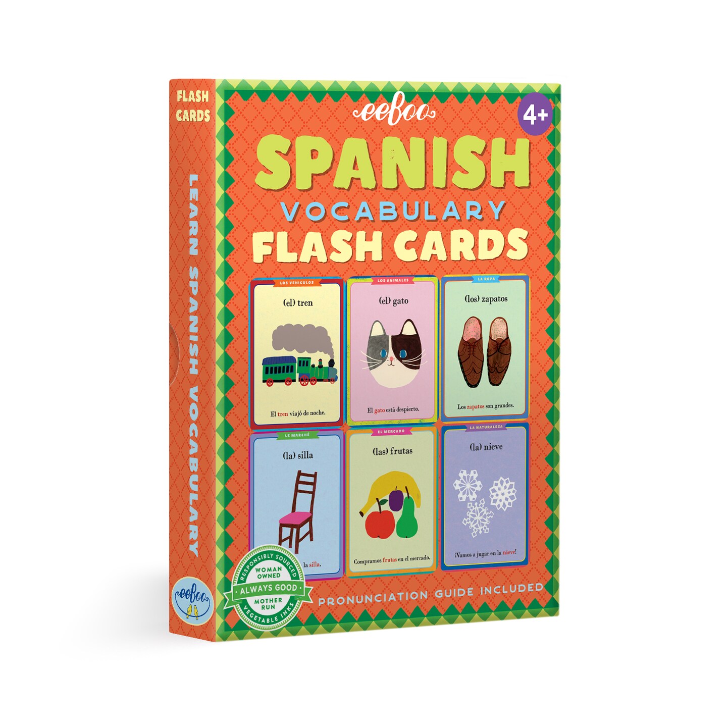 eeBoo&#x27;s Spanish Vocabulary Flash Cards for Kids, Multicolor