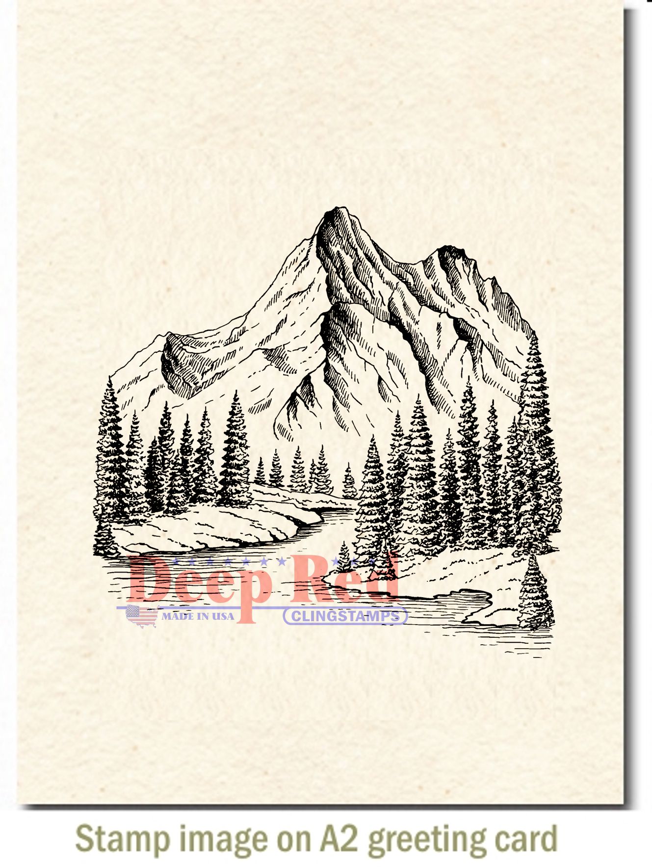 Deep Red Stamps Mountain Stream Rubber Cling Stamp