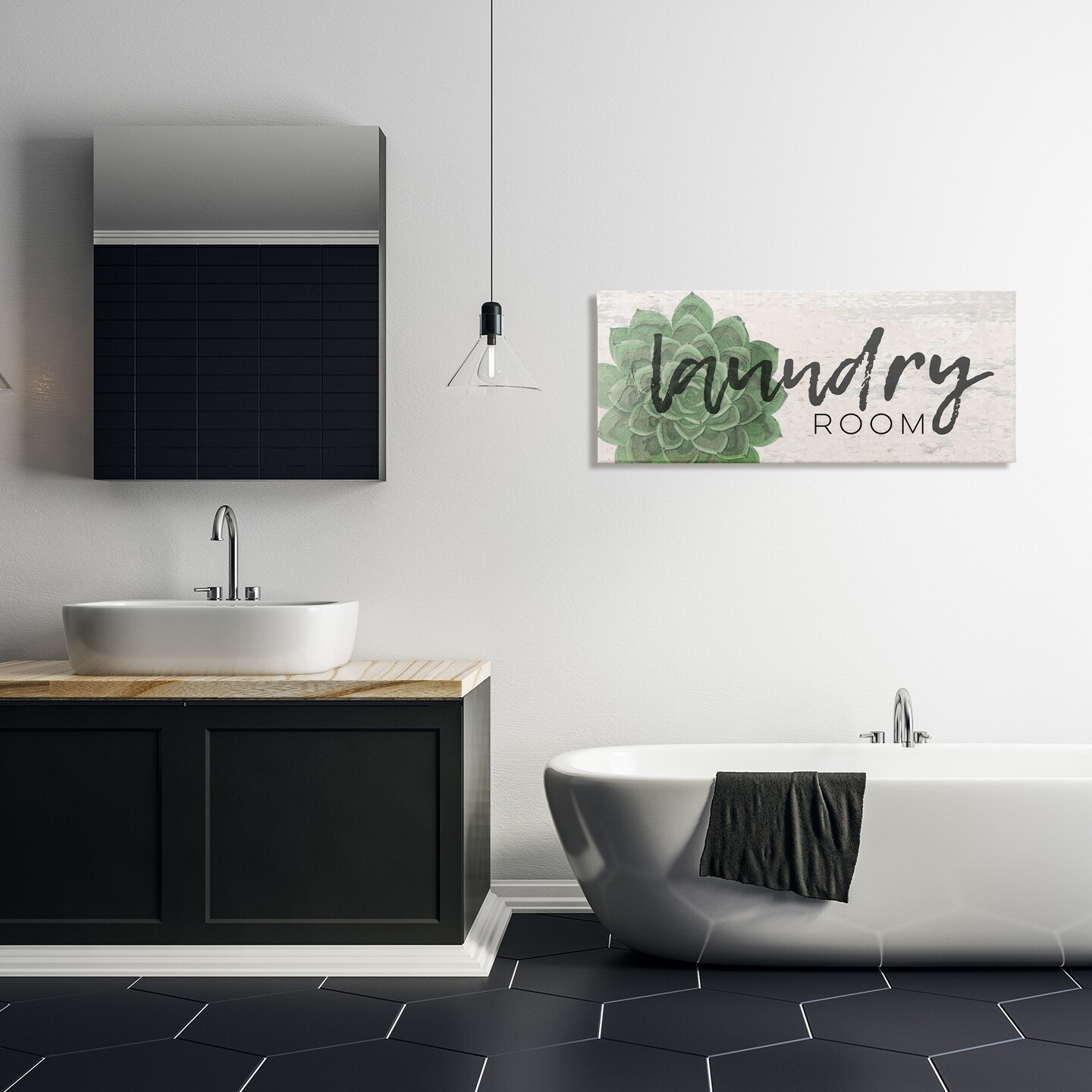 Stupell Industries Laundry Room Green Succulent Canvas Wall Art