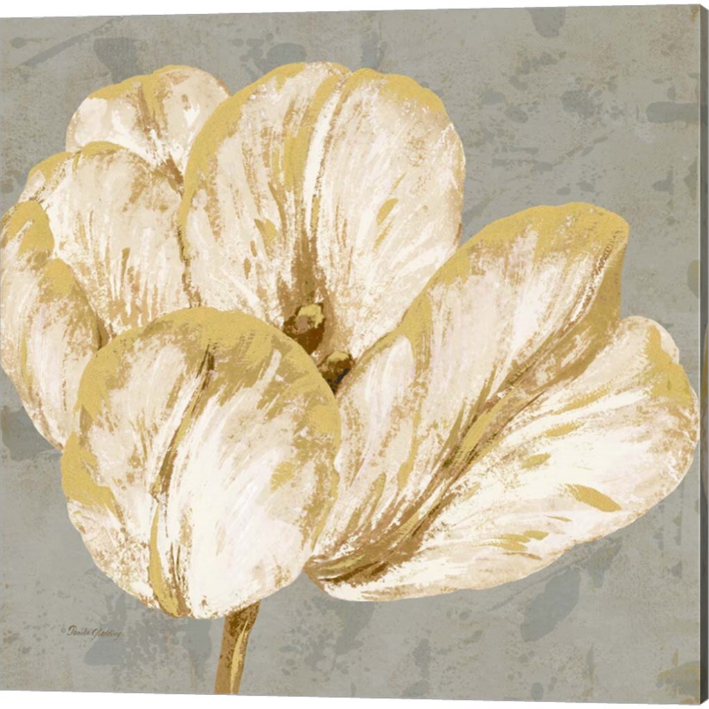 Floral Fresco Grey by Pamela Gladding 14" x 14" Canvas Wall Art (Set of 2)