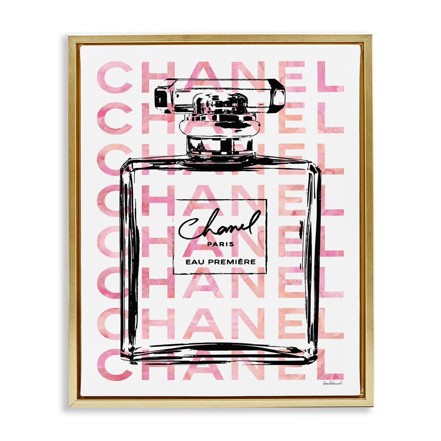 Stupell Industries Glam Perfume Bottle Brand Text Framed Floater Canvas Wall Art