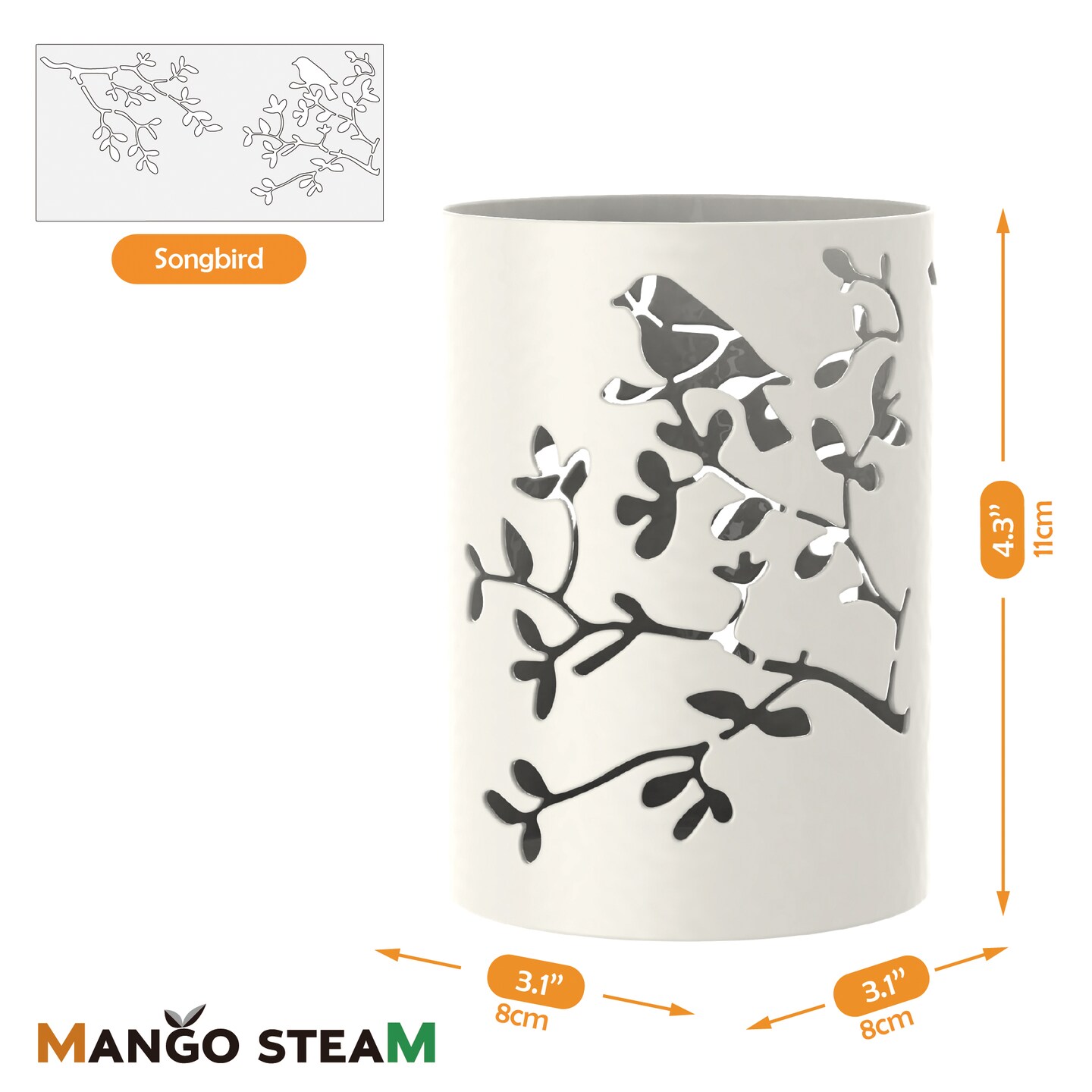 Mango Steam Tabletop Metal Bird Pencil Cup Holder, Organizer