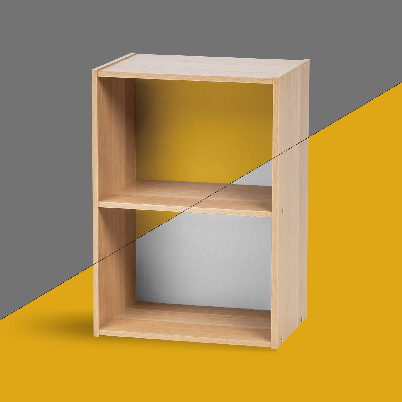 IRIS USA 2-Tier Wood Bookshelf Cube Organizer Storage