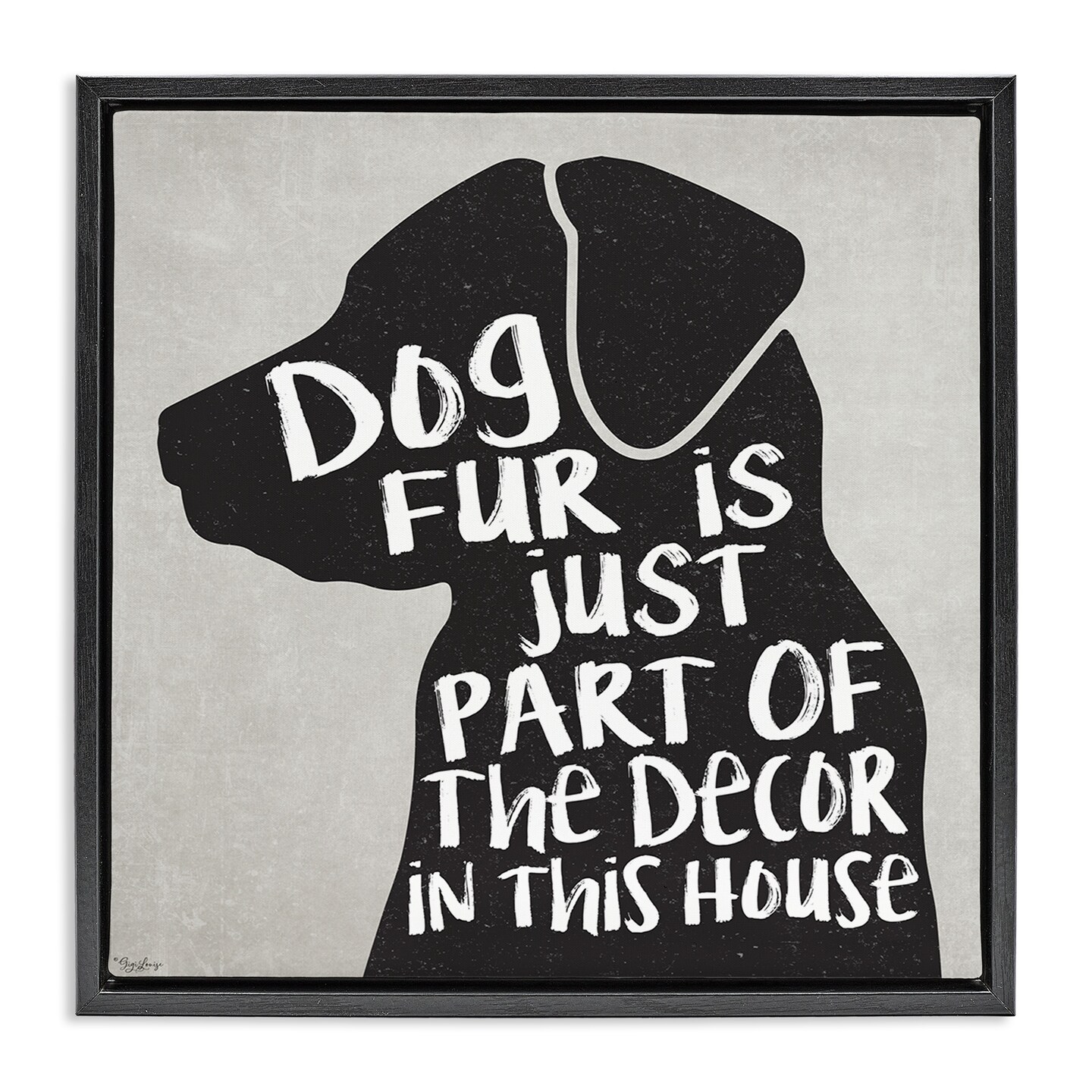 Stupell Industries Dog Fur Funny Pet Phrase Framed Floater Canvas Wall Art