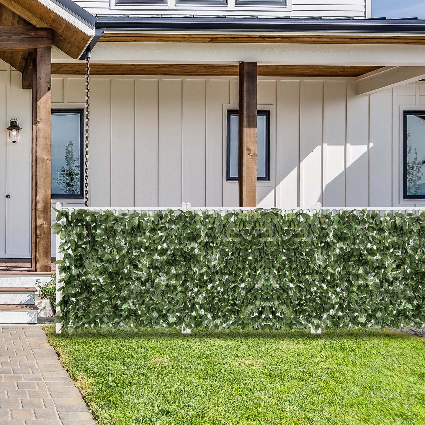 Costway 120&#x22; x 40&#x22; Artificial Lily Leaf Privacy Fence Sun-protective Greenery Backdrop