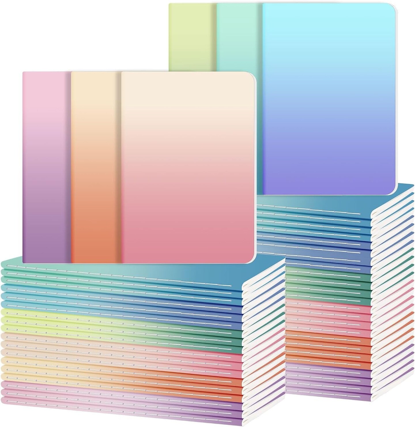 48 Pack A5 Colorful Notebooks, 6 Cute Colors Journals for Writing, 72 Pages, 8.3X5.5 Inch, with Lined Paper Travel Writing Notebooks Journal Gifts for Students(Lined-48Pack, Gradient)