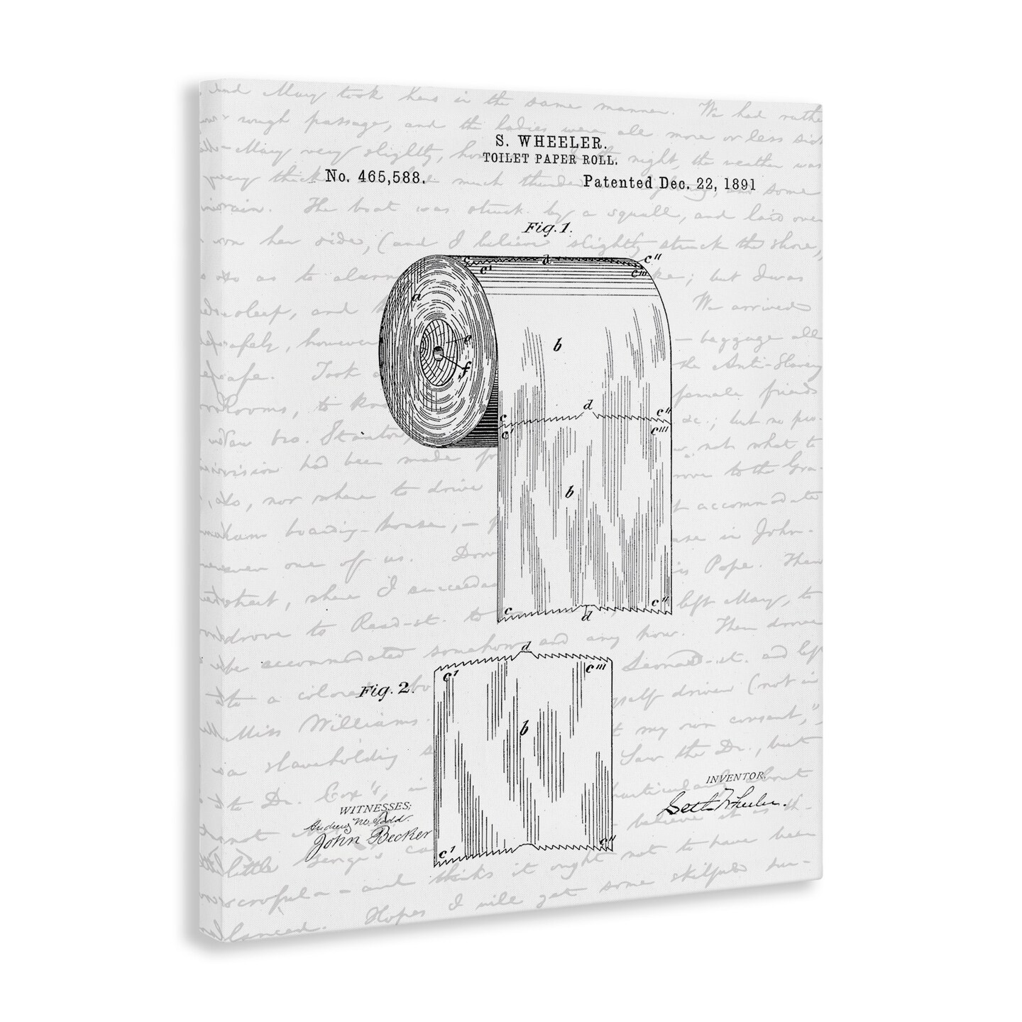 Stupell Industries Vintage Toilet Paper Roll Patent Canvas Wall Art