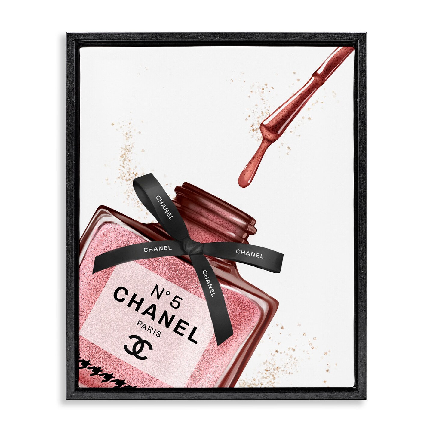 Stupell Industries Makeup Nail Polish Brush Drip Framed Floater Canvas Wall Art