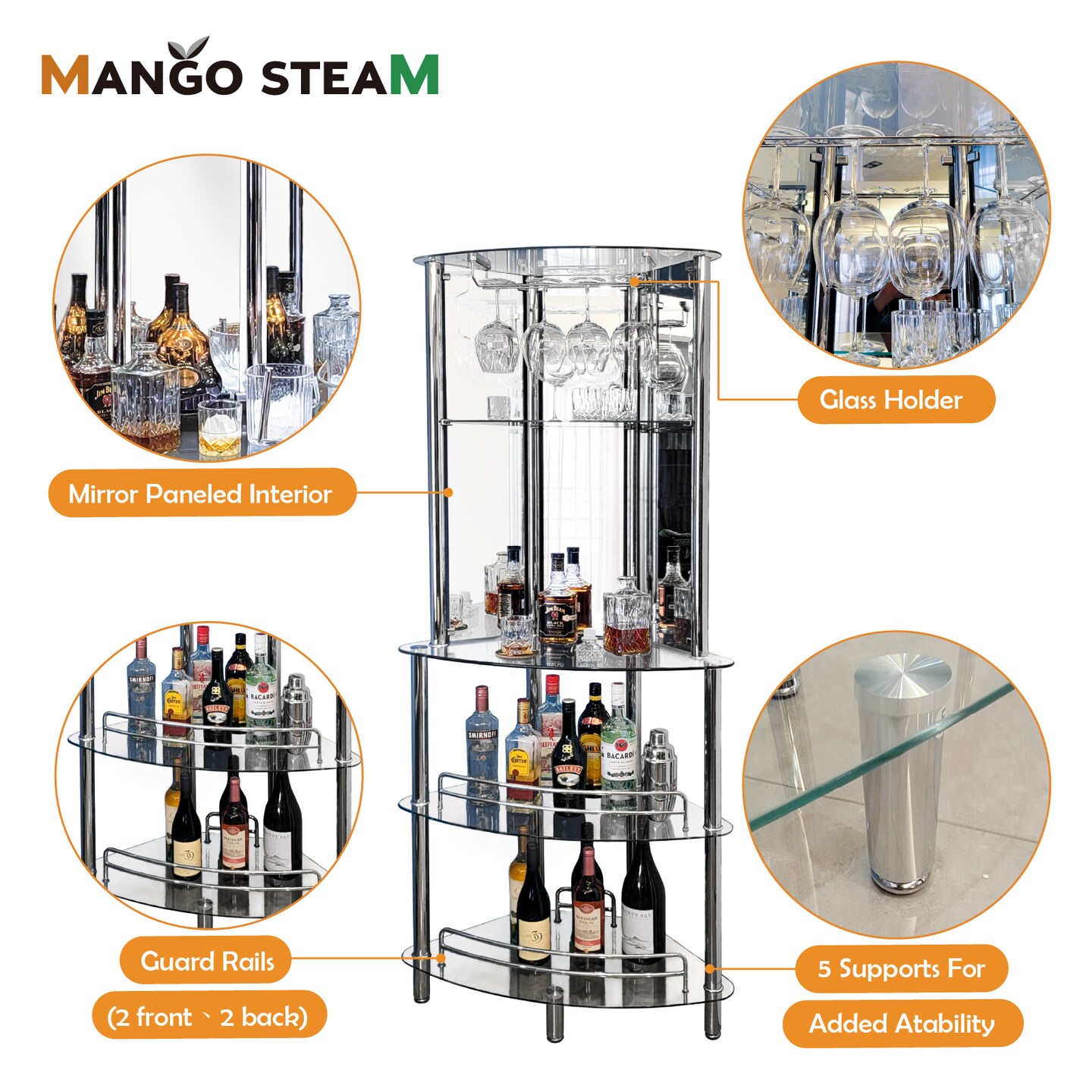 Mango Steam Contemporary Modern Home Entertainment Tower Bar