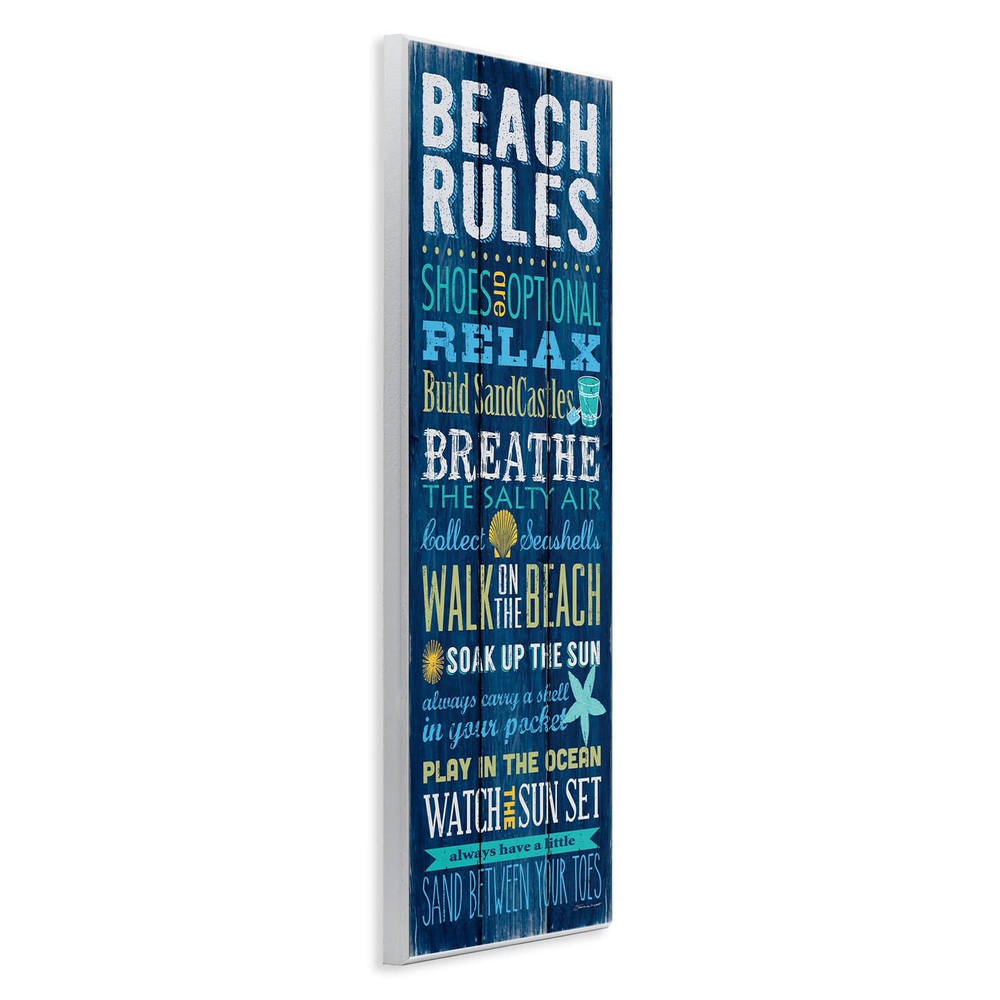 Stupell Industries Blue Planked Beach Rules Sign Wall Plaque Art