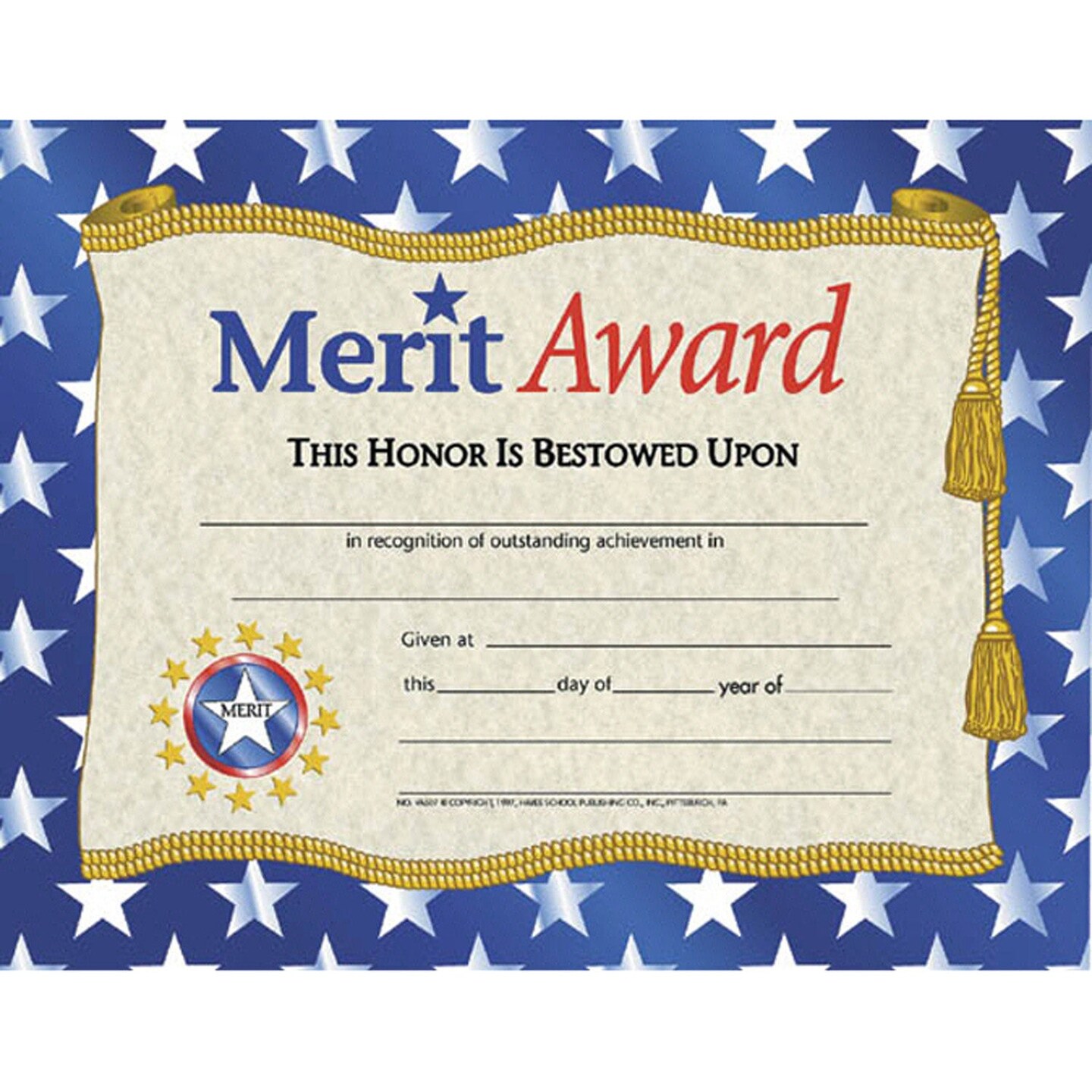 Merit Award Certificate, 8.5&#x22; x 11&#x22;, Pack of 30